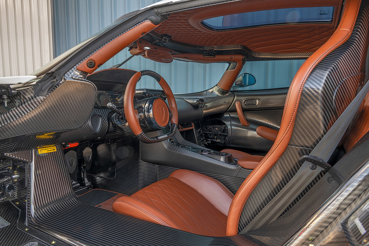 Bespoke Interior of Crystal White/Clear Carbon 2019 Koenigsegg Regera available at RM Sotheby’s Arizona Live Auction 2021