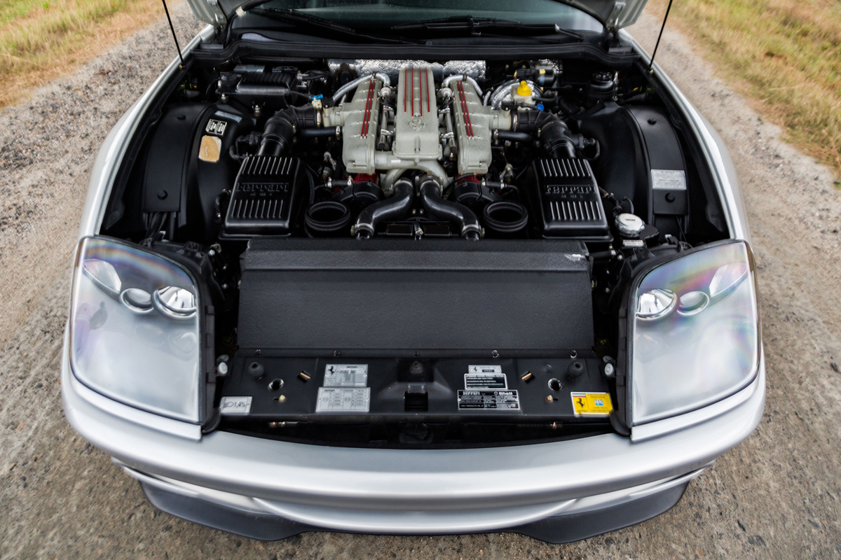 Engine of the 2001 Ferrari 550 Barchetta Pininfarina available at RM Sotheby's Arizona Live Auction 2021